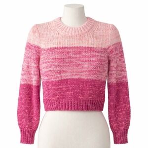 Banana Republic Alpaca Wool Fair Isle Sweater Sz XS Pink Ombre Coquette Apre Ski